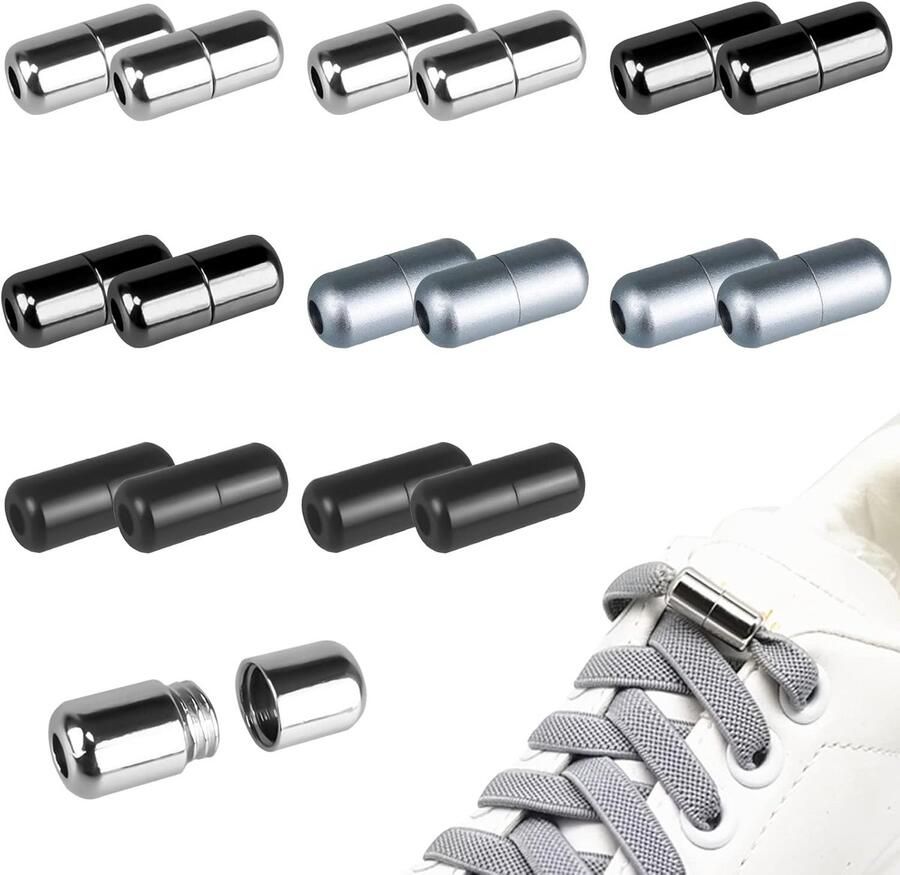 16 Stuks Metalen Capsules voor Veters Snelle Sluiting Kleurige Veters voor Sneakers en Casual Schoenen Geschikt voor Kinderen One Size