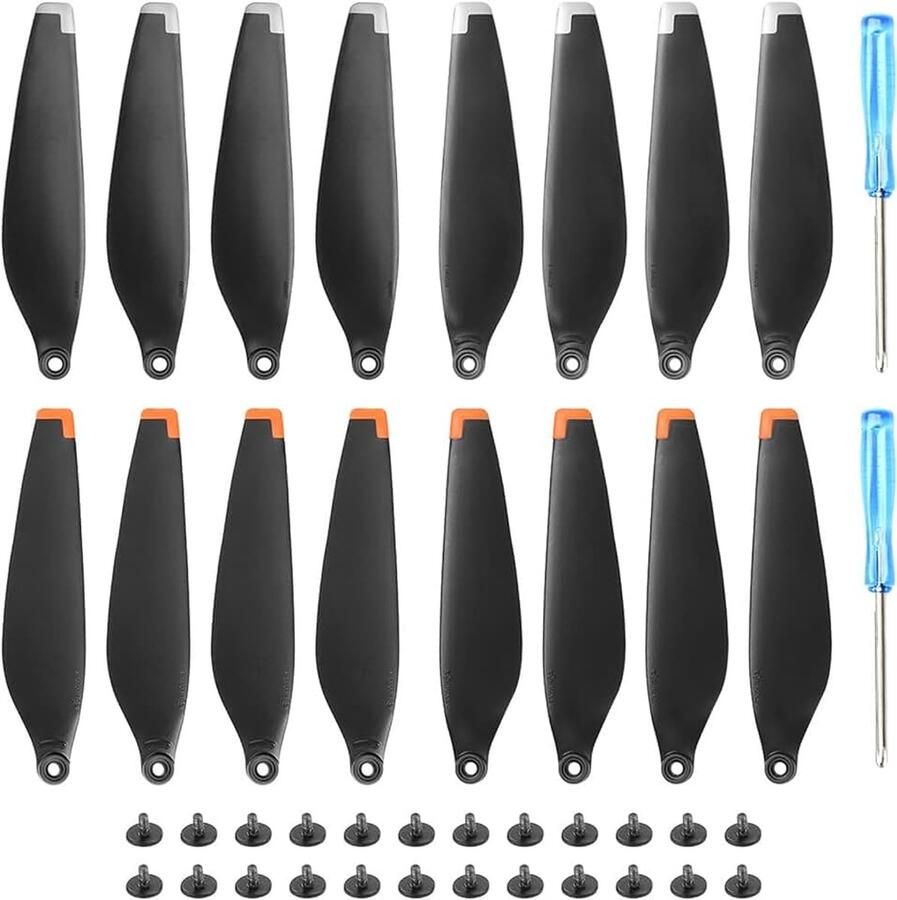 16 stuks propellers voor DJI Mini 3 Pro vervangende propellerbladen drone accessoires laag geluidsniveau vervangende propellers met schroevendraaier en 12 schroeven (oranje zilver)