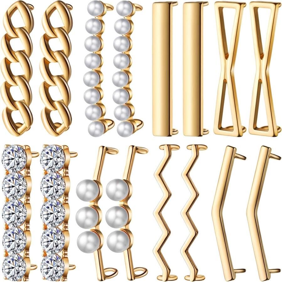 16 Stuks Schoenveter Charms voor Sneakers Decoratieve Schoenclips met Parels en Strass voor Dames en Meisjes Creatieve Accessoires voor Casual Schoenen