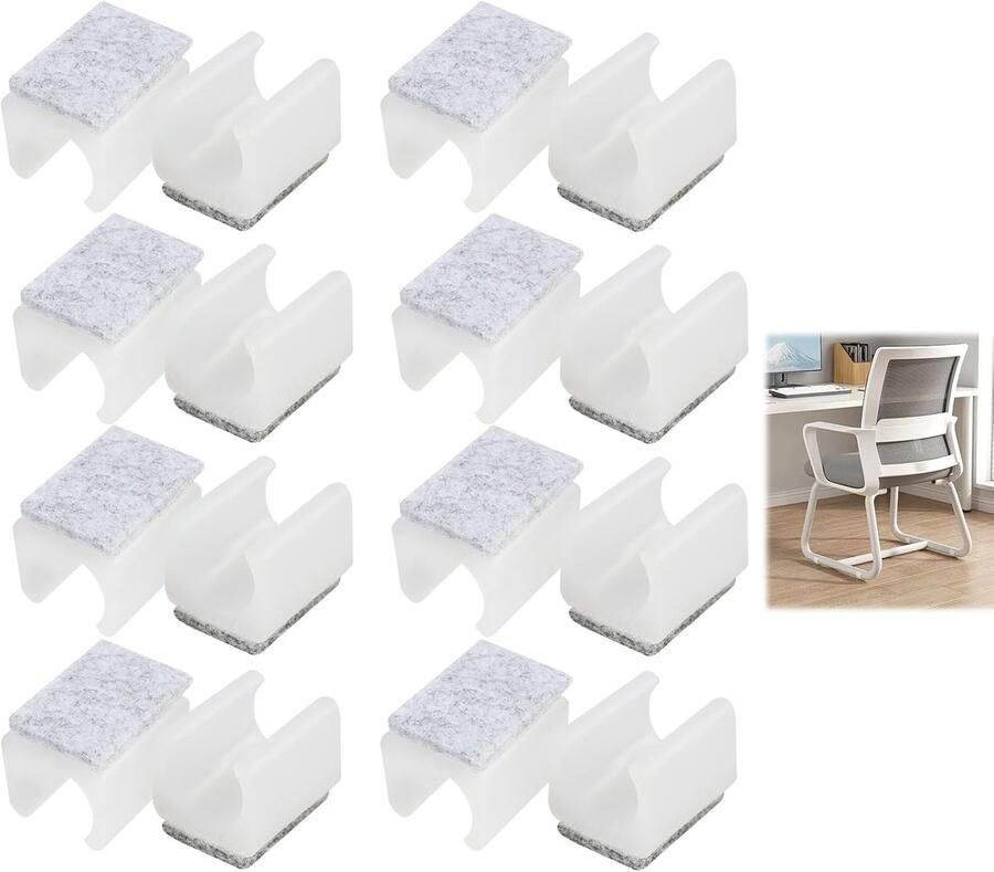 16 stuks stoelvoetjes voor vrijstaande & schommelstoelen hoogwaardige set voor bescherming van parket laminaat tegels & tapijt vermindert krassen & bewegingsgeluiden (16 Wit 12)
