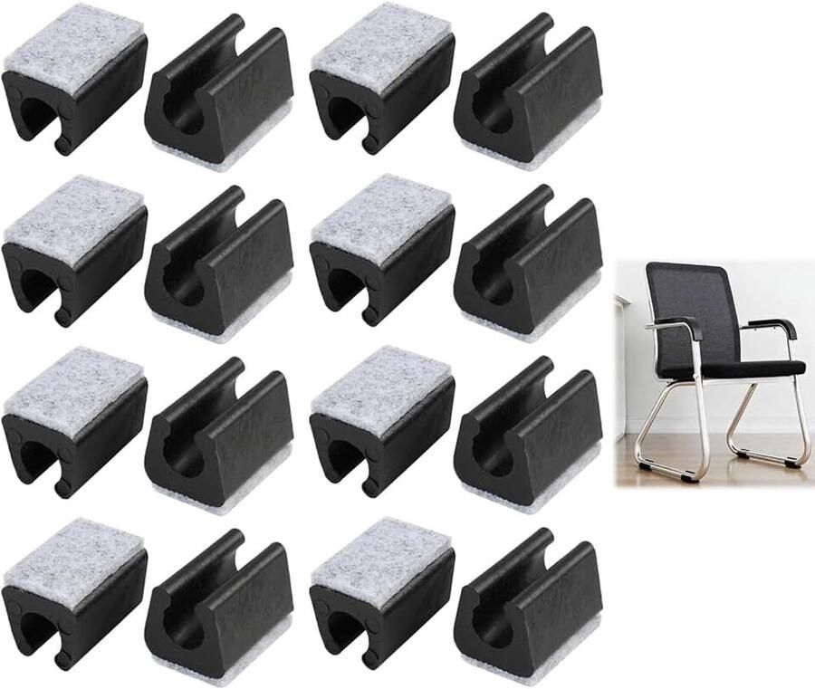 16 stuks stoelvoetjes voor vrijstaande stoelen & schommelstoelen hoogwaardige set met bescherming voor parket laminaat tegels & tapijt vermindert krassen & bewegingsgeluiden (16 zwart