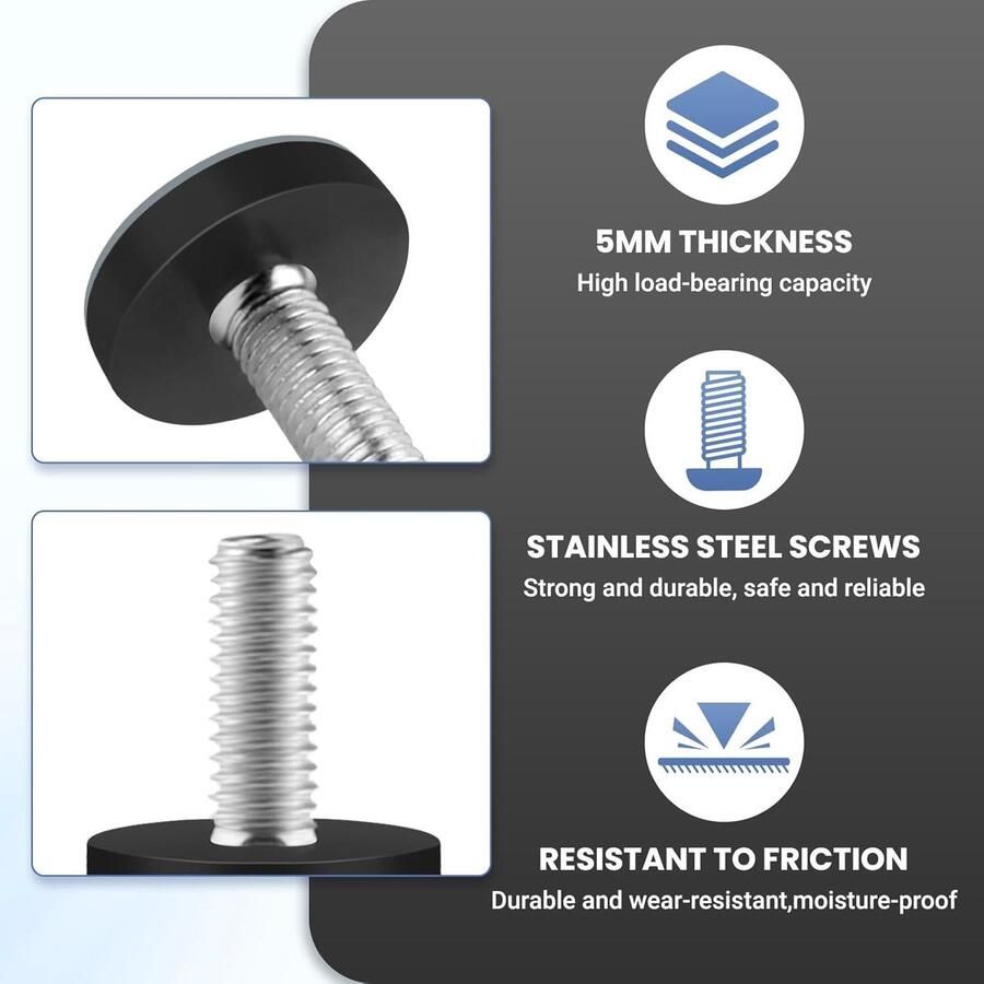 16 stuks teflon glijders 25 mm met schroefdraad M8 Teflon meubelpoten met schroefdraad M8 meubelglijders PTFE ronde meubelglijders vloerglijders PTFE tapijtglijders voor stoelen tafel meubels