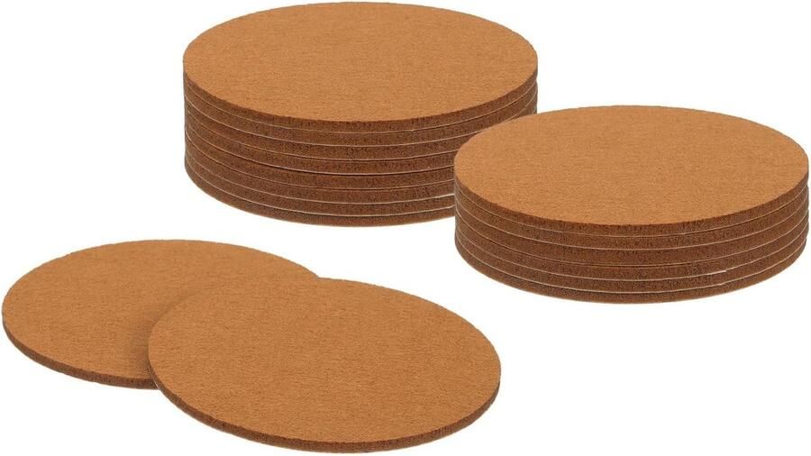 16 stuks viltglijders zelfklevend 90 x 90 x 3 mm (l x b x d) ronde viltglijders antislip voor meubels tafel- en stoelbeschermlaag lichtbruin
