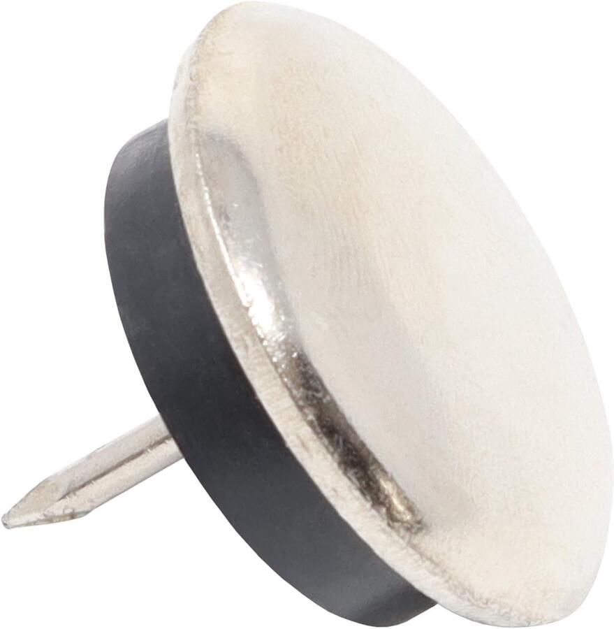 16 x metalen glijders met buffer en spijker zilver Ø 30 mm rond meubelglijders om te spijkeren