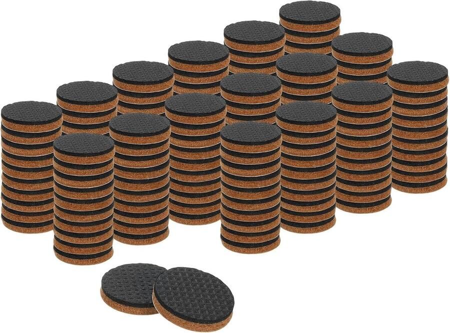 160 stuks viltdoppen zelfklevend 25 x 25 x 5 mm (l x b x d) meubelglijders vilt ronde viltglijders antislip pads voor meubels tafel- en stoelbeschermlaag bruin + zwart