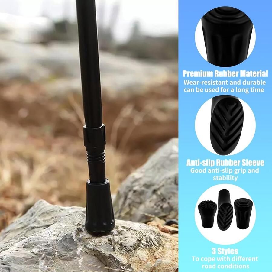 16pcs Rubber Buffers voor Nordic Walking Poles 11mm Rubber Caps voor de meeste Wandelschoenen Trekking Poles Geschikt voor Asfalt Grind en Bergen (8 Pairs)