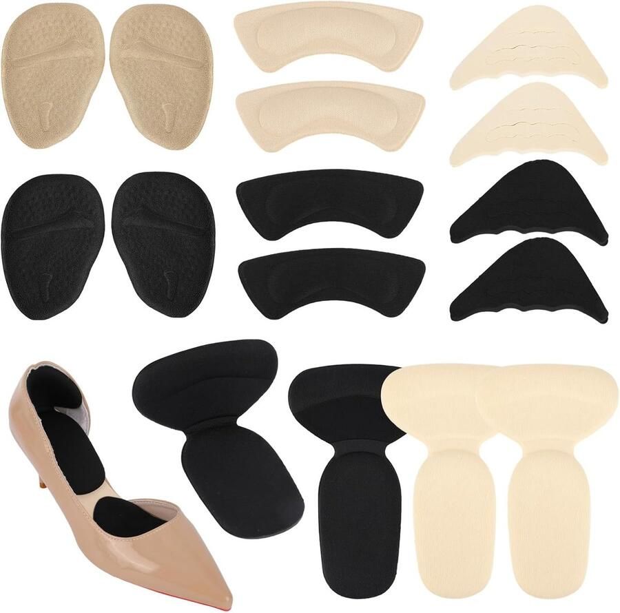 16st Schoenkussentjes Hielkussentjes Spons en Gelkussentjes Zelfklevend Antislip voor Losse Schoenen Verbeterd Comfort voor nen en