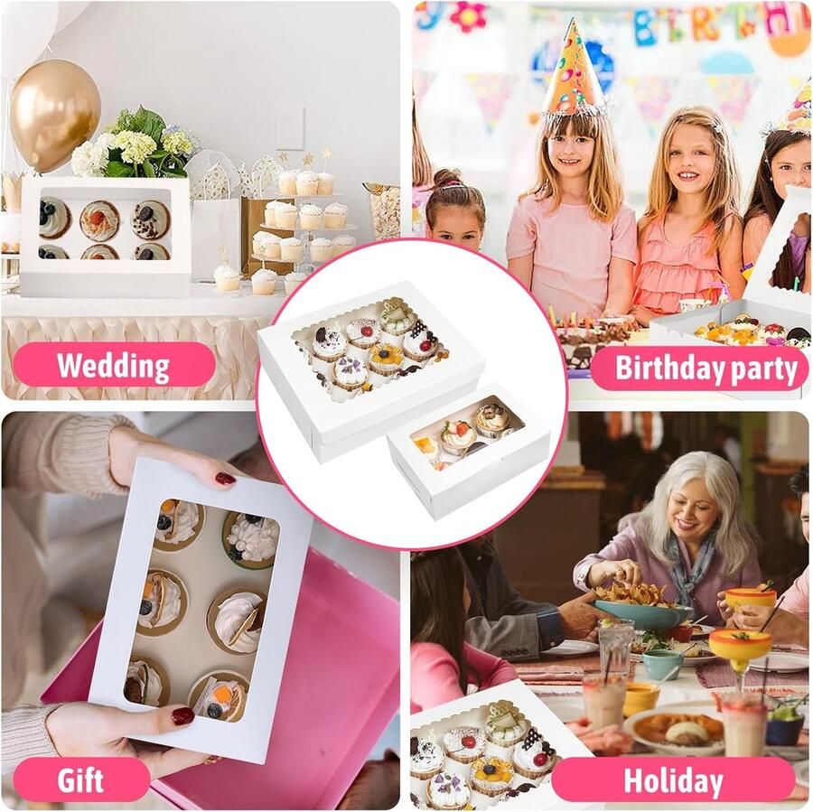 18 stuks cupcake-box cupcake-muffinbox met venster cupcake-box