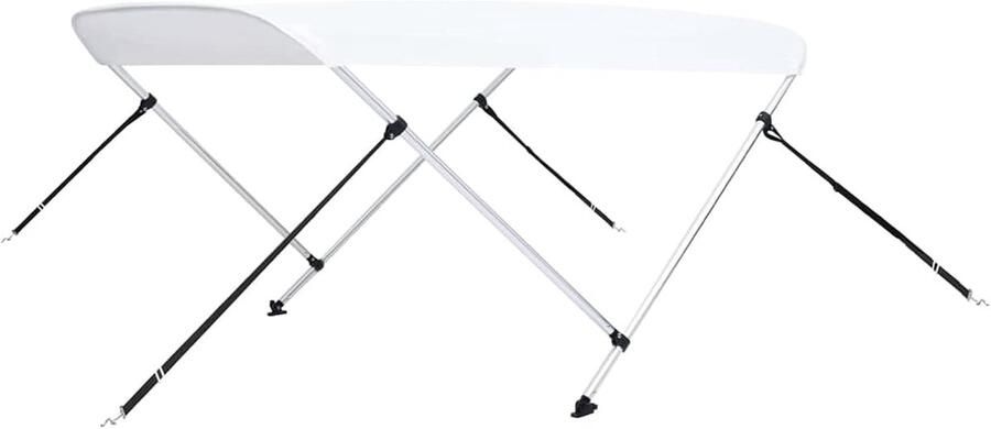 2-Bow Bimini Top UV- en waterbestendig bimini-kap zonnekap zonnezeil zonwering bootafdekking bootdak 4 verstelbare nylon banden met roestvrijstalen clip wit 180x130x