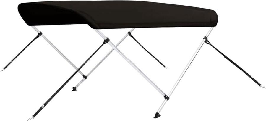 2-Bow Bimini Top voor boten 180 x 150 x zwart bootafdekking met aluminium frame en opbergtas