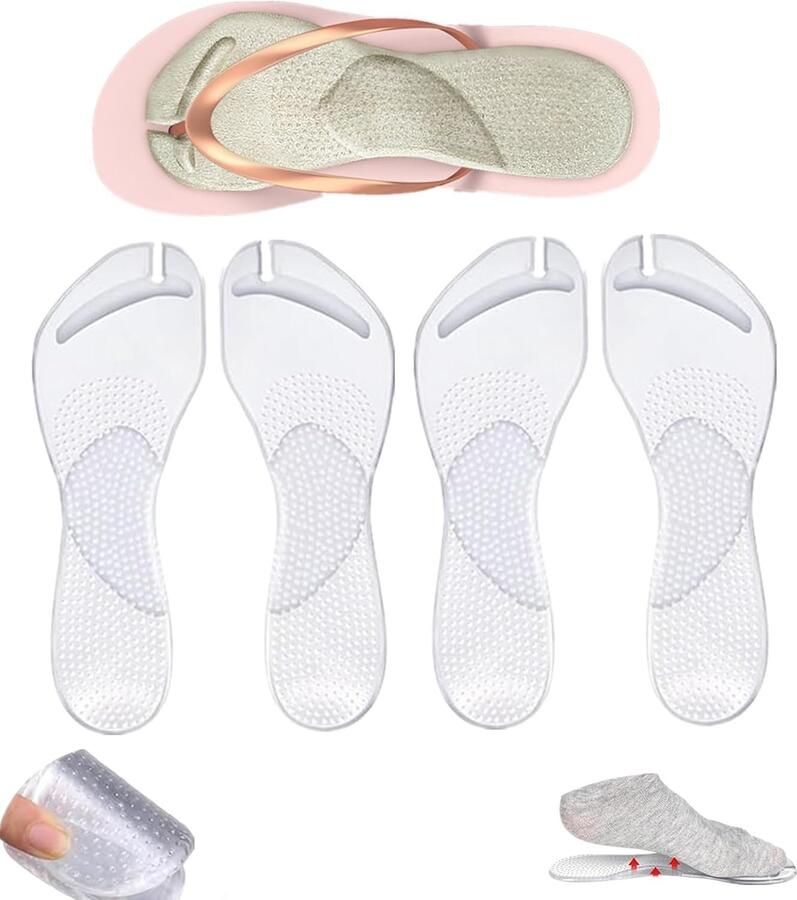 2. Dubbele gel-voetboogsteunzolen geschikt voor slippers en teenslippers. Gel-zelfklevende voetboogsteunzolen voor slippers inzetbare zelfklevende gel-voetboogsteunzolen S+L