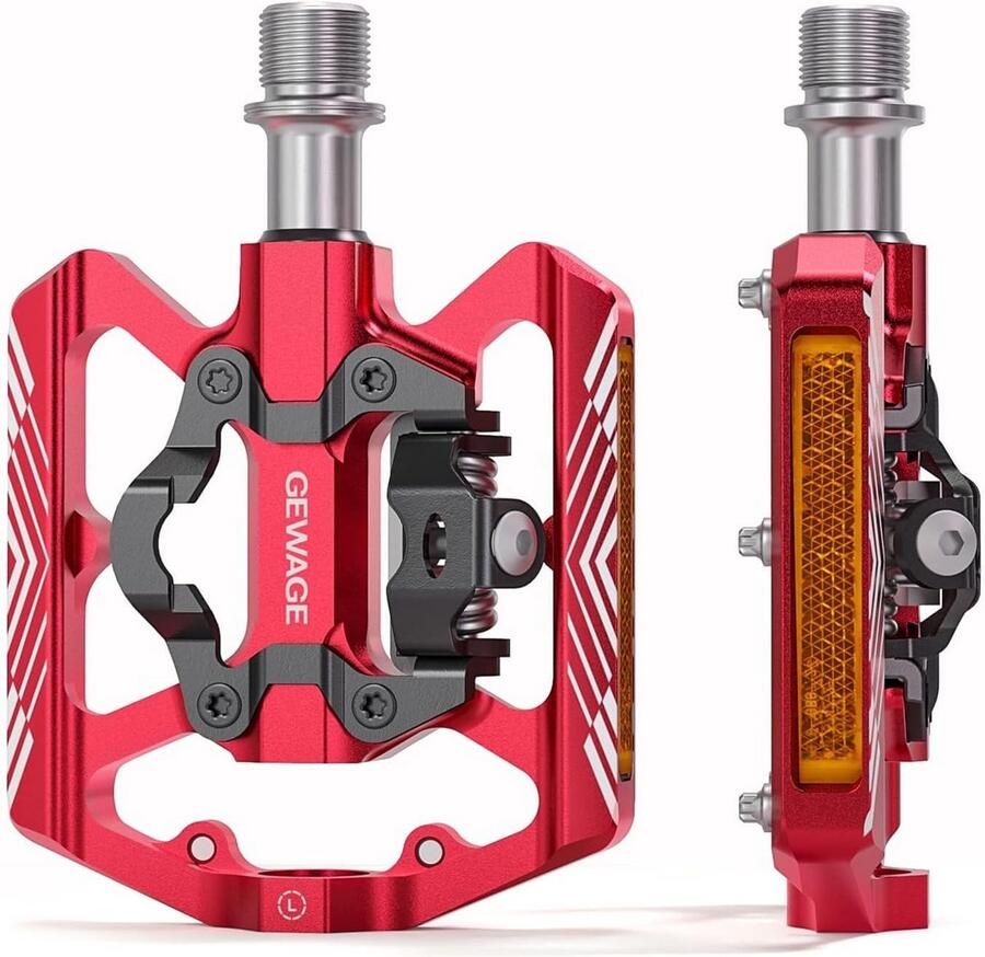 2-in-1 Fietspedalen met Reflector SPD en Plat voor MTB en Racefietsen