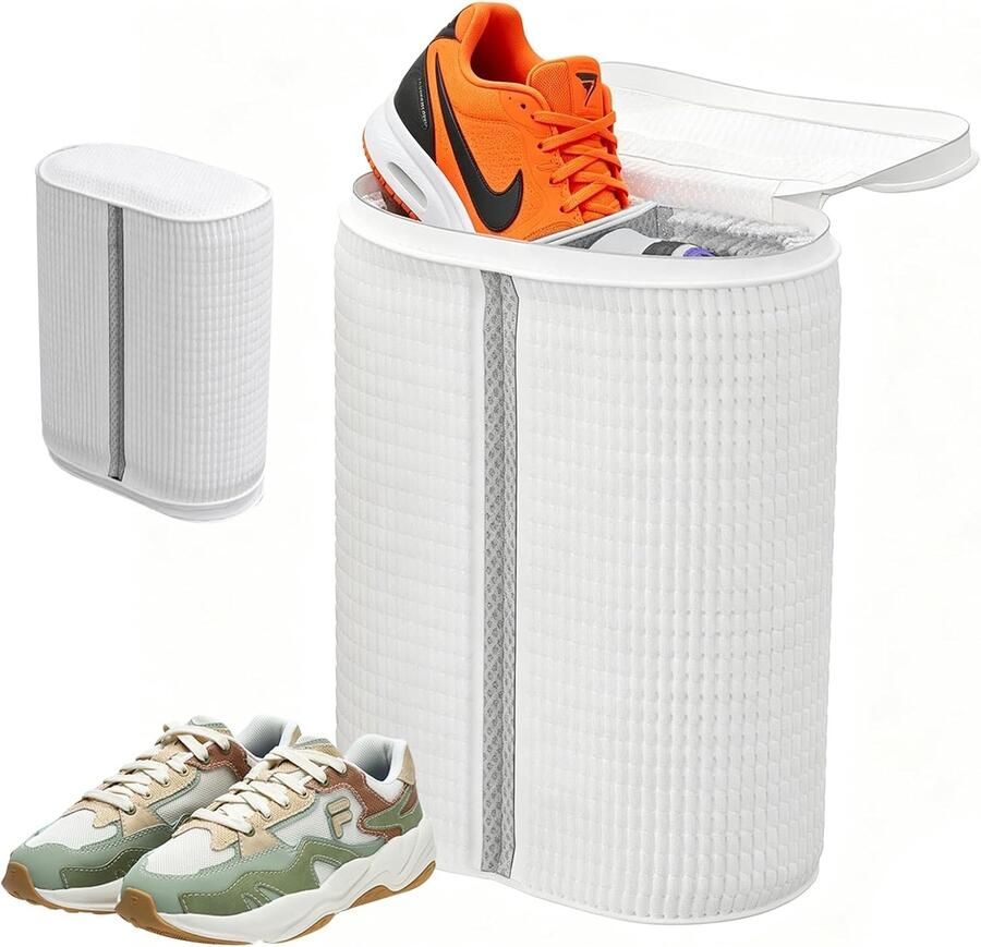 2-in-1 Schoenwaszak voor de Wasmachine met Dubbele Pocket en Vergrendelbare Rits Herbruikbare Waszak voor Sneakers en Schoenen Ideaal voor Efficiënt Schoenonderhoud