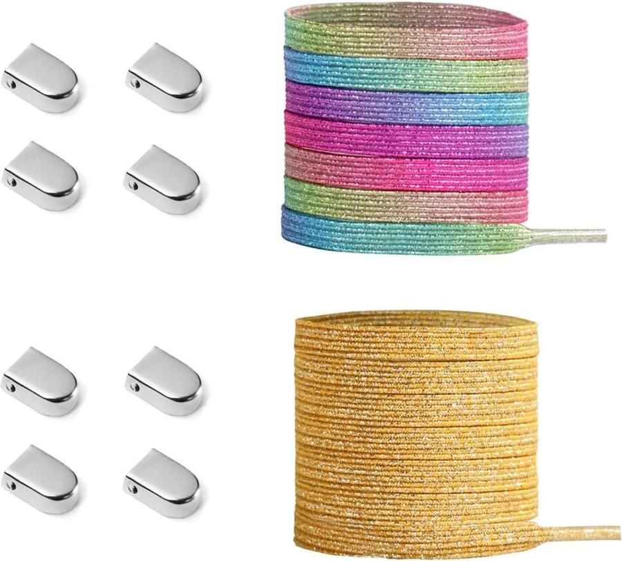 7mm Brede Elastische Veters zonder Knoop met Metalen Capsules voor Sneakers en Sportschoenen Multicolor Ideaal voor Hardlopen en Sportactiviteiten