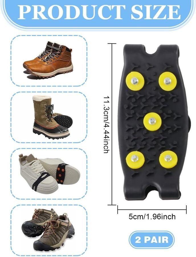 2 paar antislip ijsspikes voor laarzen ideaal voor wandelen op sneeuw en ijs universele sneeuwsokken met extra grip en tractie (geel)