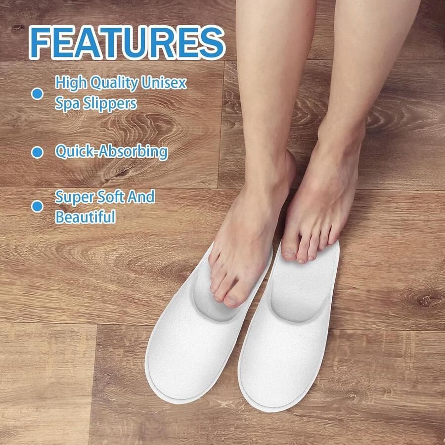 2 paar antislip velours pantoffels met gesloten teen wasbare herbruikbare spa-pantoffels met individueel verpakte uniseks huisschoenen voor schoenloos thuis reizen hotel bruiloft wit