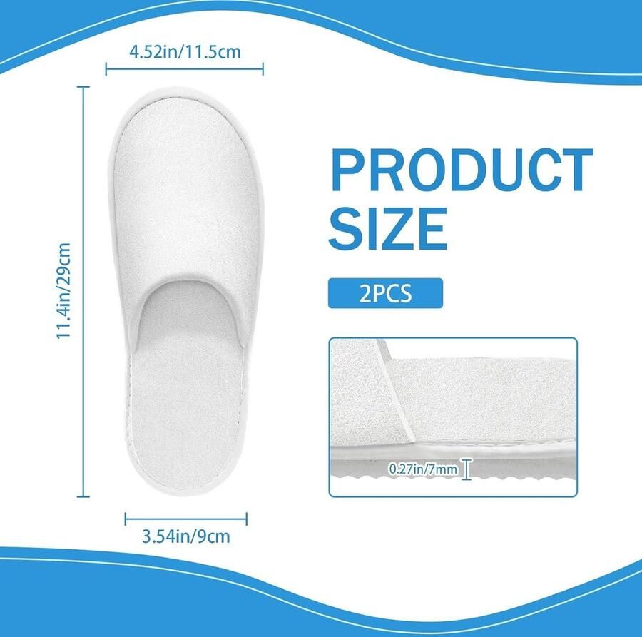 2 Paar Antislip Velours Slippers met Gesloten Neus Wasbare en Herbruikbare Spa Slippers voor Thuis Reizen en Hotels Ideaal voor Bruiloften en Ontspanning Wit