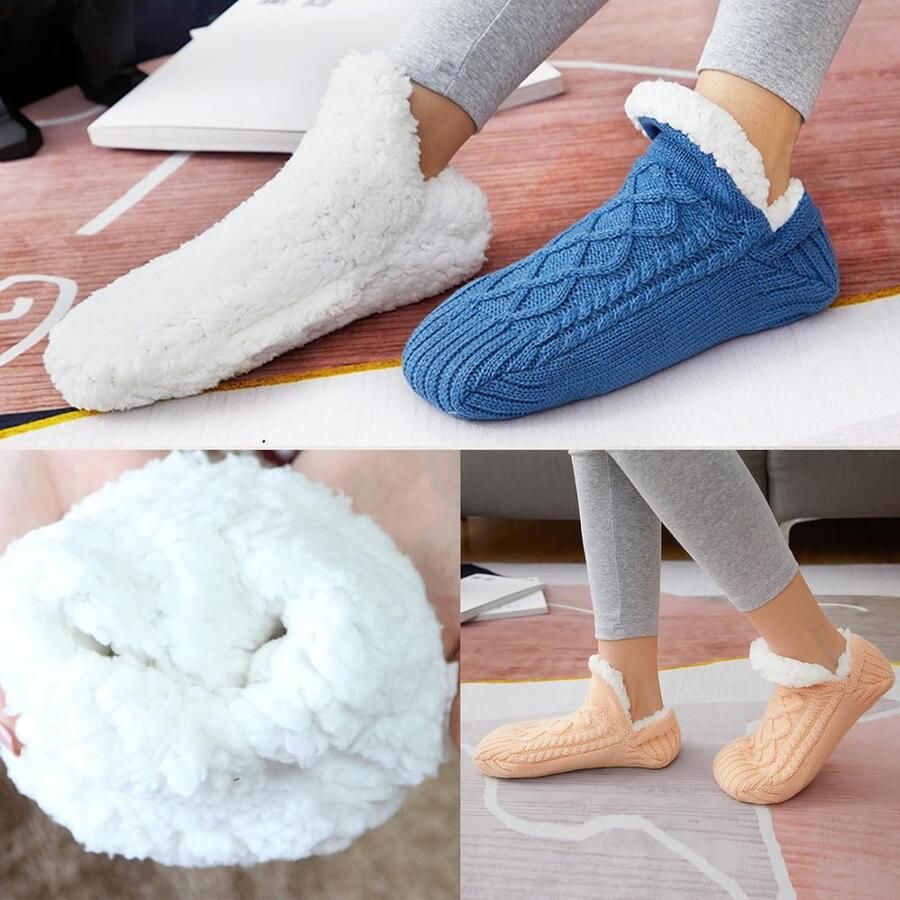 2 paar antislip wintersokken voor dames antislip sokken voor dames thermosokken voor thuis warme en zachte sokken wintersokken voor dames pantoffels met antislipzool 2 paar
