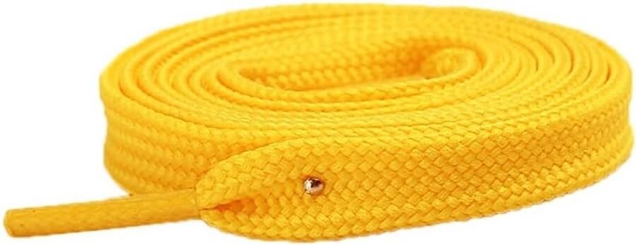 2 Paar Brede Dubbel Dikke Platte Holle Veters voor Sneakers Hardloopschoenen en Sportschoenen Geel Lange Veters voor Sport en Vrijetijdsschoenen
