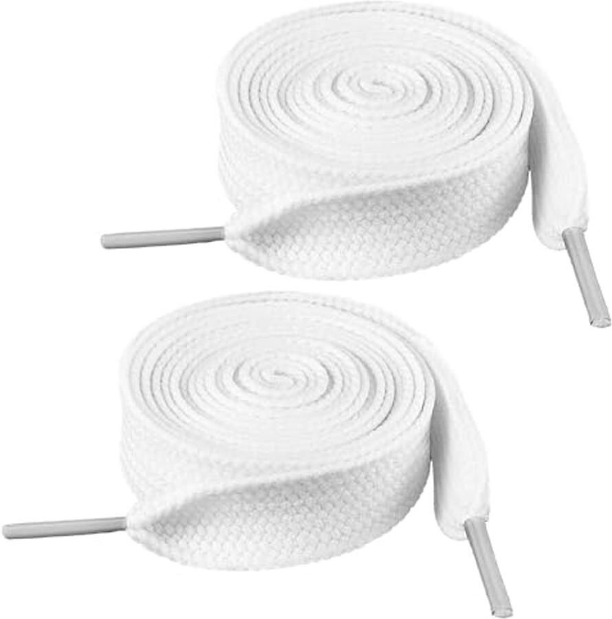 2 Paar Brede Platte Witte Sneakers Schoenveters 20 mm Dikke Schoenveters voor Wandelen en Hardlopen