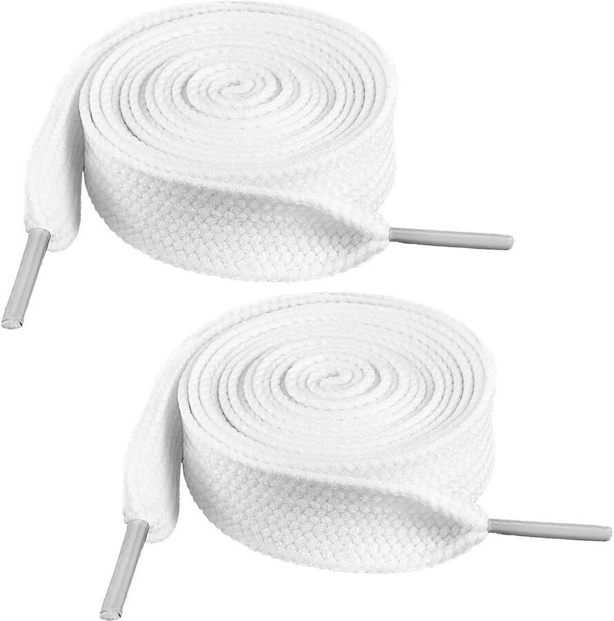 2 Paar Brede Platte Witte Veters voor Sneakers 20mm Dikke Schoenveters voor Wandelen en Hardlopen Ideaal voor Volwassenen en Kinderen