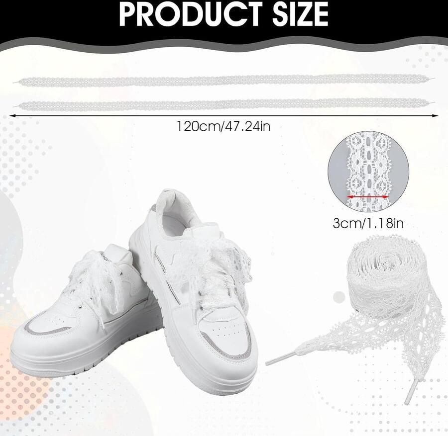 2 Paar Brede Witte Sneakerschoenveters Platte Laarzenveters Lange Schoenveters voor Dames en Meisjes Ideaal voor Sport en Casual Gebruik