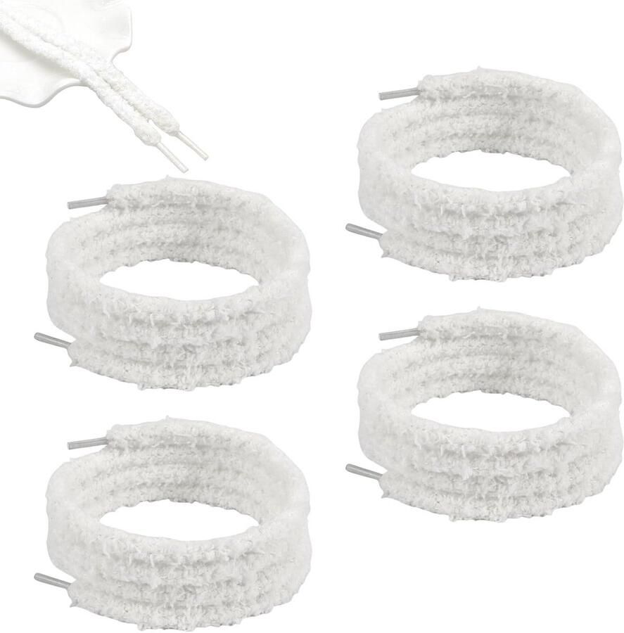 2 Paar Dikke Pluizige Veters voor Sneakers en Sportschoenen Zachte Pluche Schoenbandjes