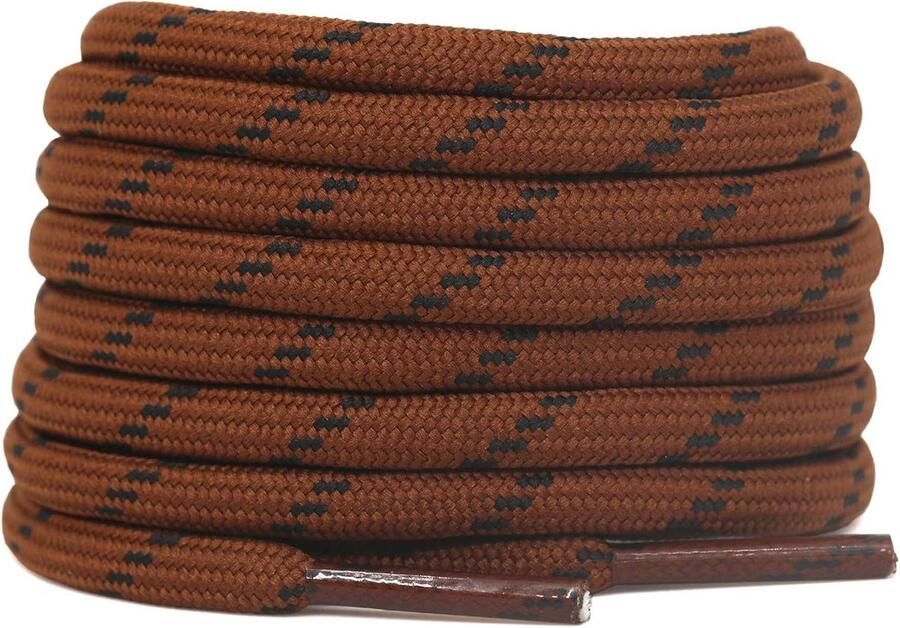 2 Paar Dikke Ronde Veters voor Wandelschoenen en Sneakers in Rood Bruin en Zwart met Stippen