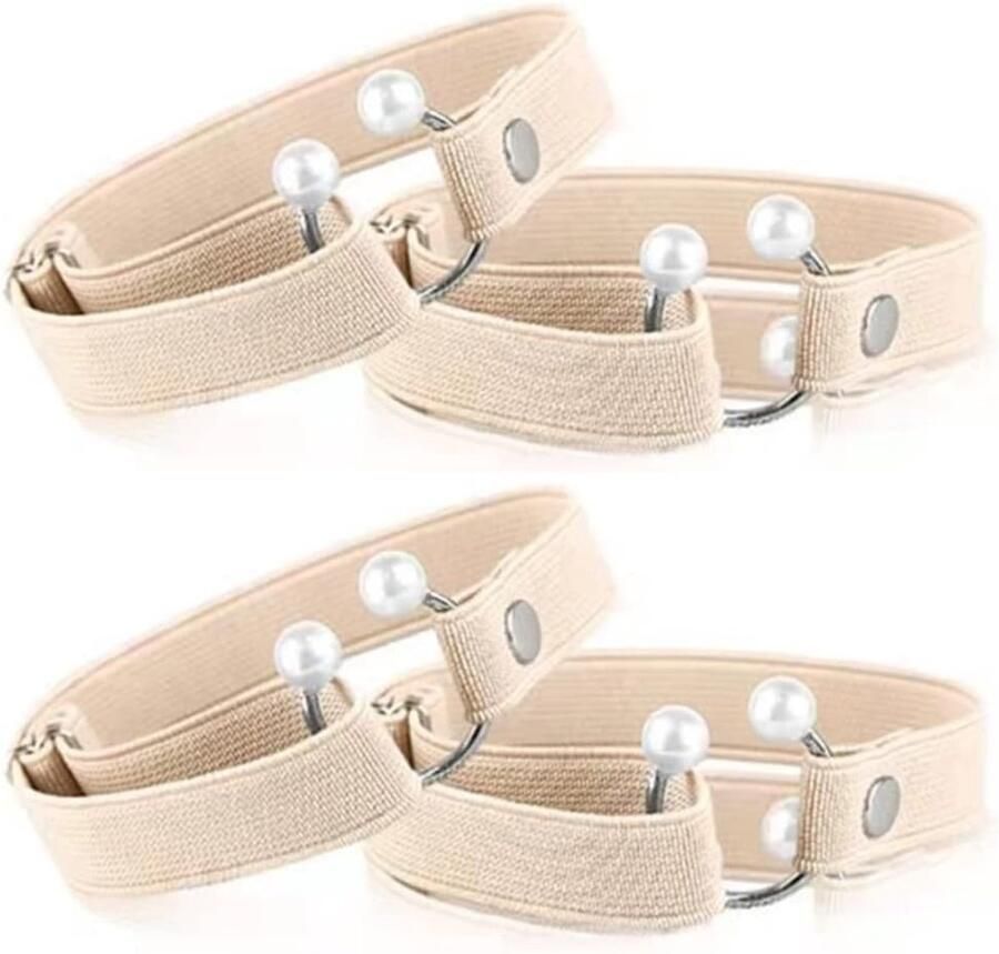 2 Paar Vrouwen Afneembare Elastische Riemen voor Hakken met Kunstparel Decoratie Antislip Enkelbandjes voor Losse Pumps en Schoenen