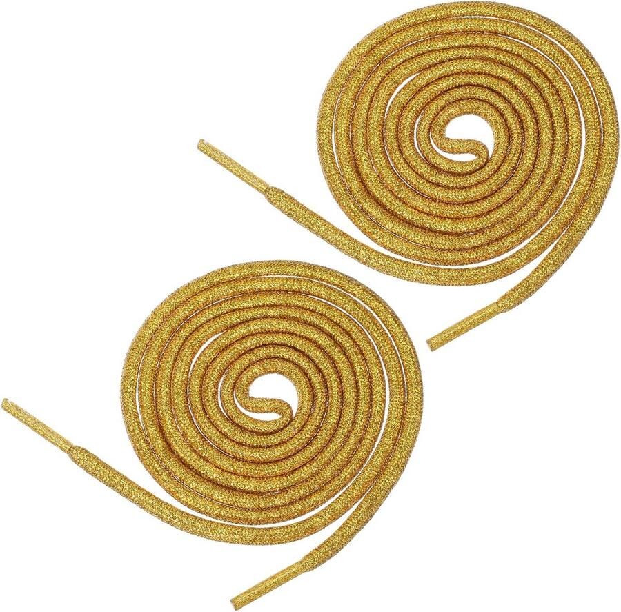 2 Paar Glitter Metallic Schoenveters Rond voor Sneakers en Laarzen Goud en Zilver