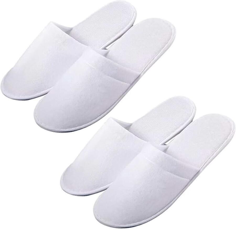 2 Paar Hotel Wegwerp Slippers Gast Hotel Slipper Comfortabele Ade de Huishoudelijke Slippers voor nen (Universele Maat) Wit 43.5 44