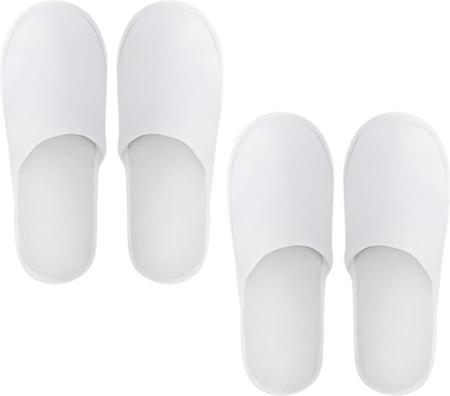2 paar hotelslippers wegwerpschoenen gastpantoffelset badstofslippers pantoffels voor en universele maat wegwerp-pantoffels voor bruiloft wit
