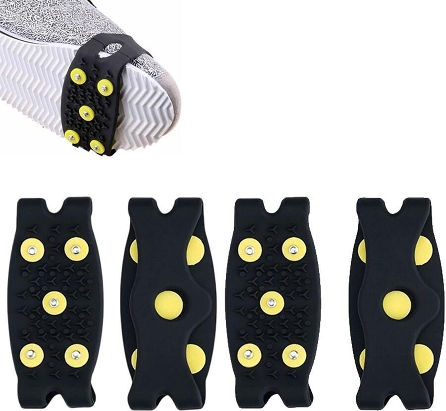 2 paar ijsgrijpers antislip-ijsgrepen ijsklauwen antislip-tractiehulpmiddelen voor schoenen laarzen met 5 sneeuwspikes en stalen pinnen