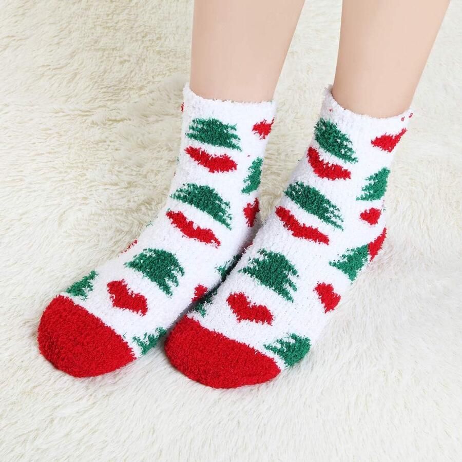2 paar kerstsokken voor dames wintersokken kerstcadeau voor dames pantoffels pluizige wintersokken en dikke huissokken