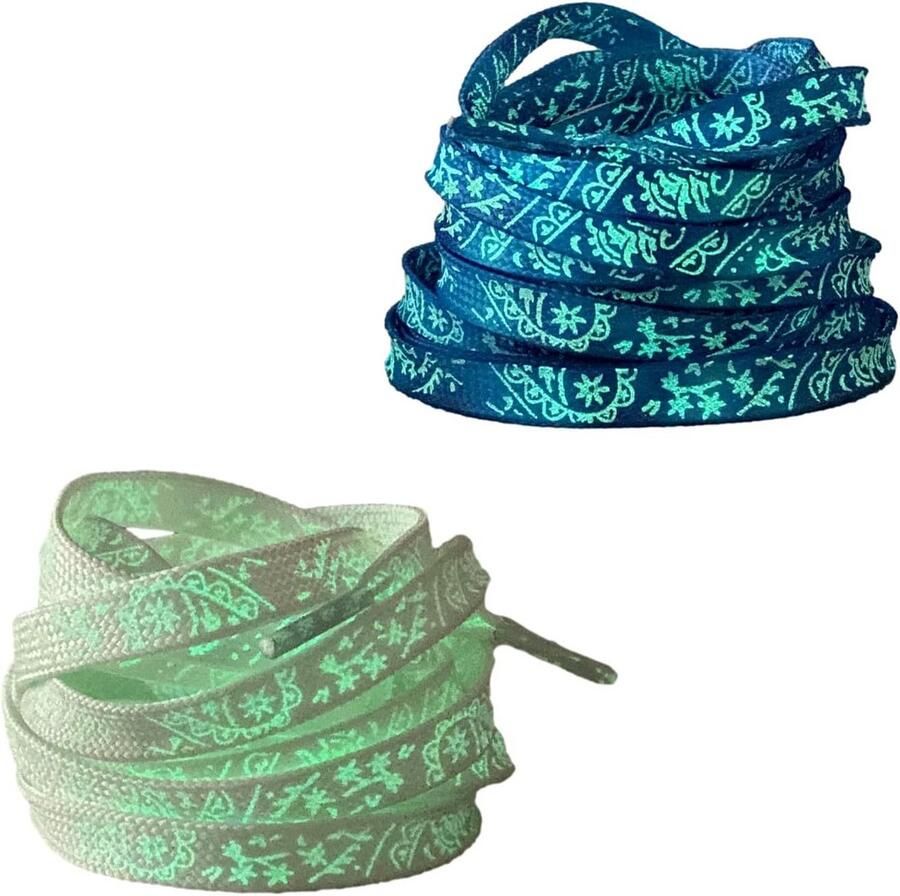 2 Paar Lichtgevende Neon Platte Veters Kleurverloop Sneaker Laces
