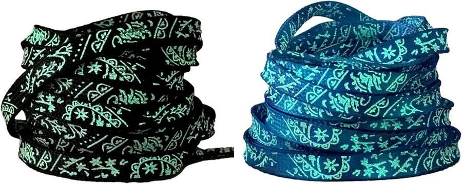 2 paar Lichtgevende Neon Platte Veters met Kleurverloop voor Sneakers en Sportschoenen