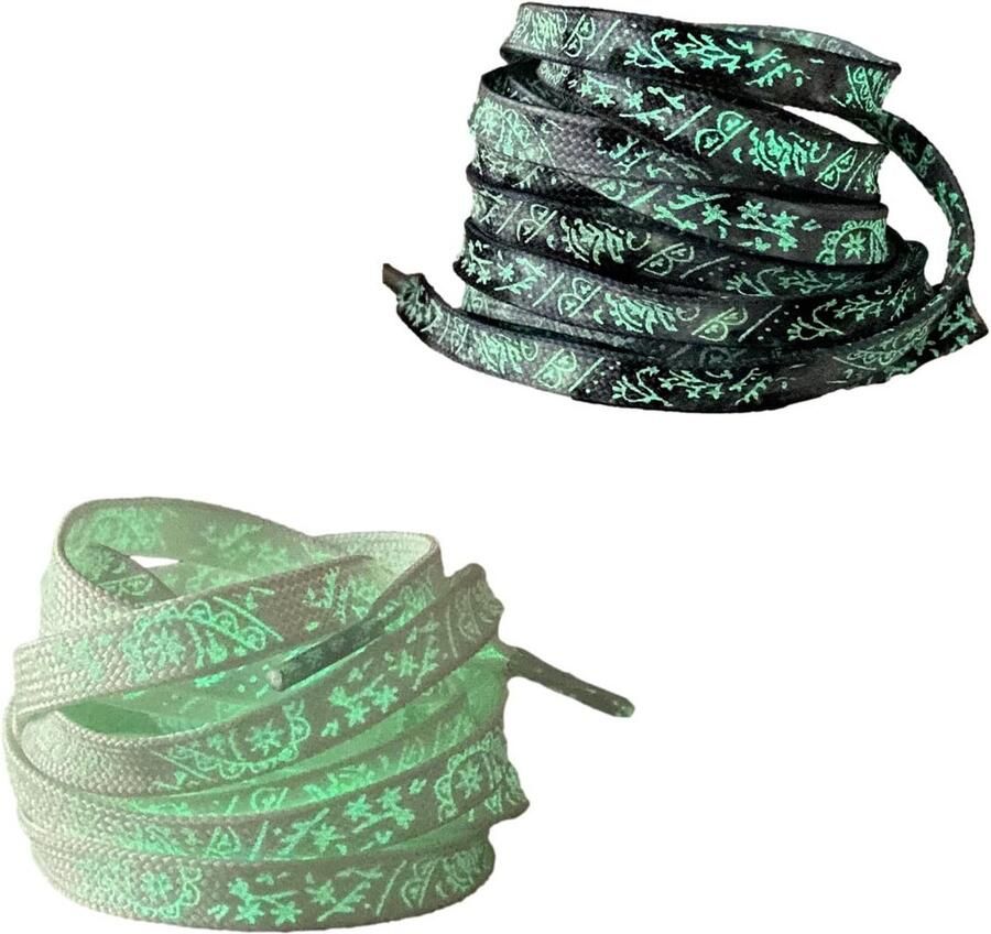 2 paar lichtgevende neon platte veters voor sneakers en sportschoenen