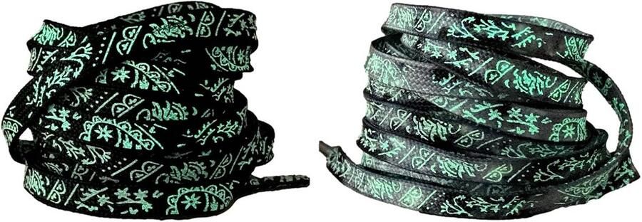 2 Paar Lichtgevende Neon Platte Veters voor Sneakers Kleurverloop en Bedrukt