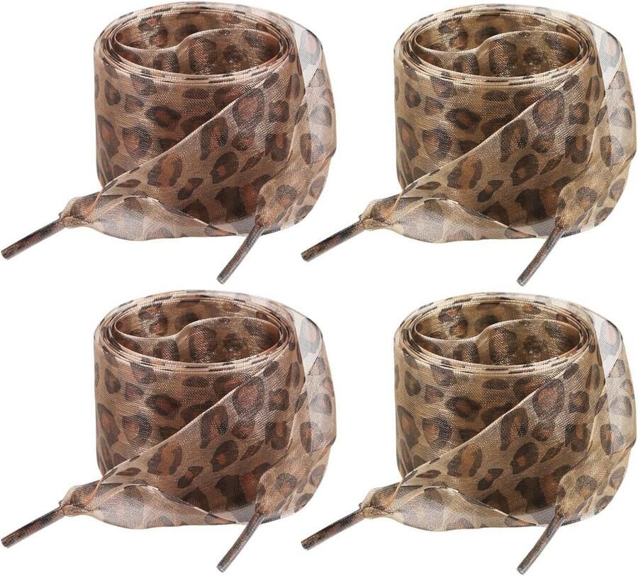 2 Paar Luipaardprint Schoenveters Decoratieve Schoenaccessoires voor Sneakers en Schoenen