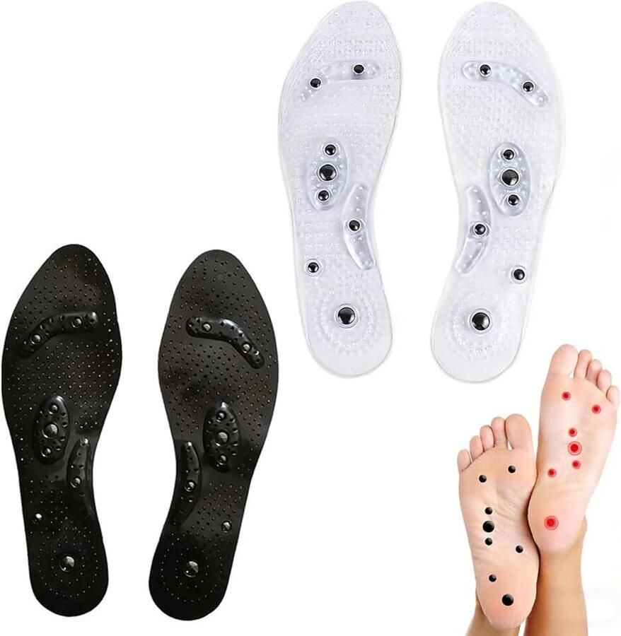 2 paar magnetische inlegzolen met acupressuurmassagefunctie gel-inlegzolen ter verlichting van plantaire fasciitis geschikt voor voetmassage
