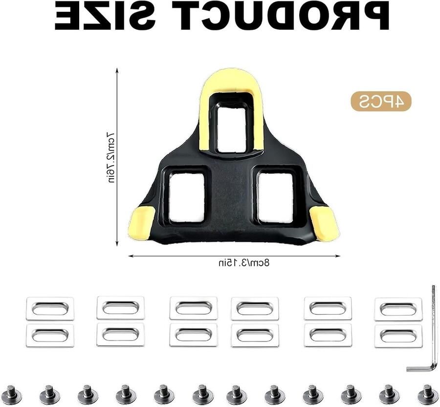 2 paar pedaalplaten voor Shi o SPD SL compatibele fietsschoenen road bike cleats voor optimale grip en prestaties (geel)