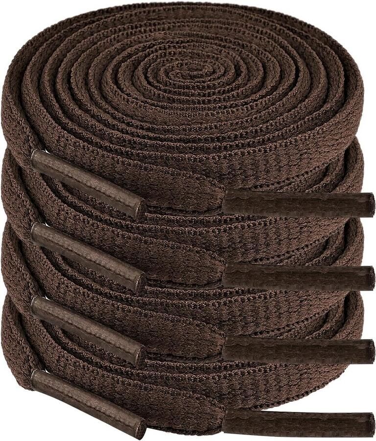 2 Paar Platte Bruine Schoenveters 6 mm Breed en Sterk voor Sneakers en Laarzen