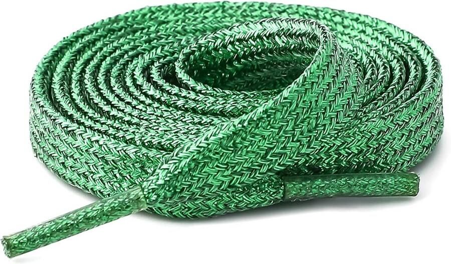 2 Paar Platte Glitter Schoenenveters Metallic Geweven Vervanging voor Sneakers en Canvas Schoenen