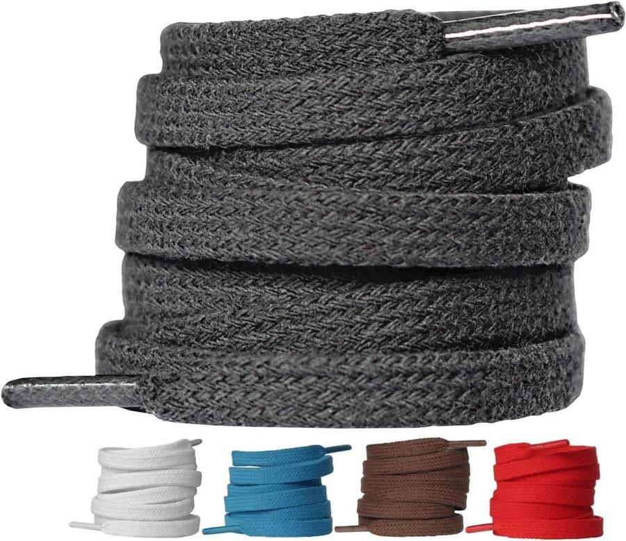 2 Paar Platte Katoenen Schoenveters (8mm) voor Sneakers en Sportschoenen