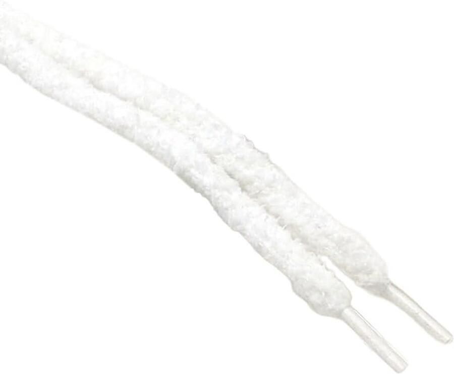 2 Paar Platte Pluche Veters voor Sneakers 8mm Breed Vervangingsveters voor Sport- en Hardloopschoenen Wit met Snelsluiting Systeem