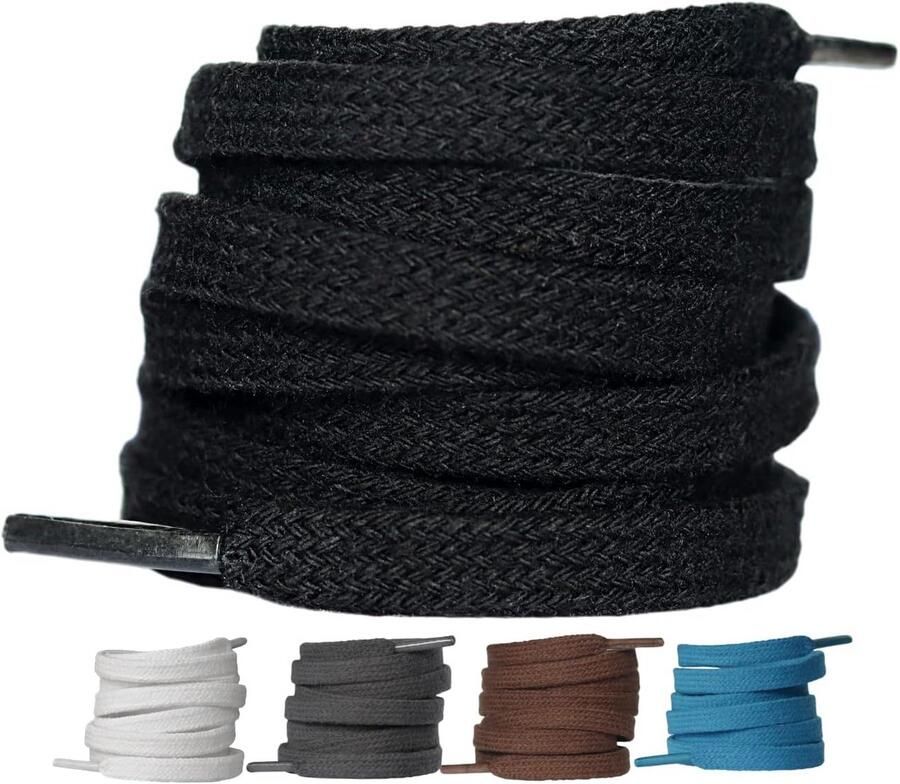 2 Paar Platte Schoen Veters Katoen Scheurbestendig voor Sneakers en Sportschoenen