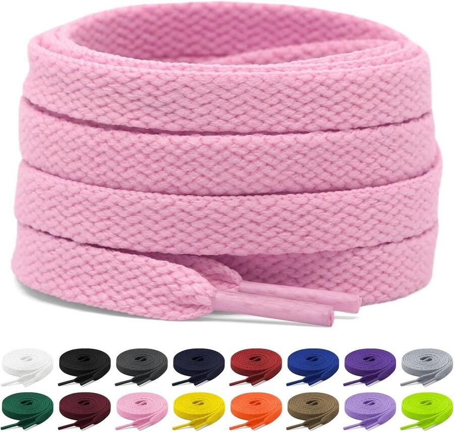 2 Paar Platte Schoenenveters (8mm Breed) voor Sneakers Sportschoenen en Hardloopschoenen Geschikt voor Volwassenen en Kinderen