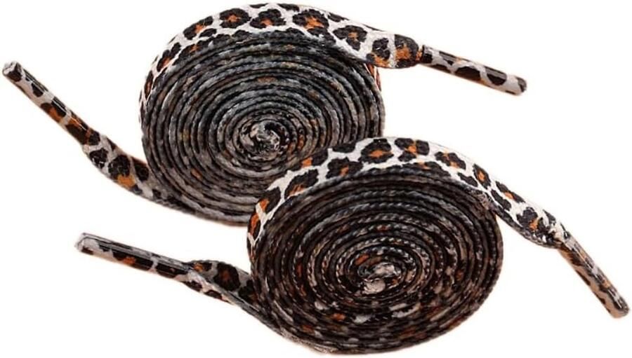2 Paar Platte Schoenveters met Luipaardprint Sterk & Duurzaam voor Sneakers Sportschoenen en Loopschoenen Bruin