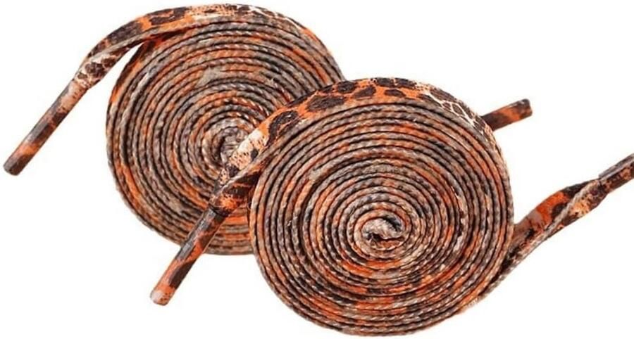 2 Paar Platte Schoenveters met Luipaardprint Sterke Vervangingsveters voor Sneakers Sportschoenen en Casual Schoenen (Bruin