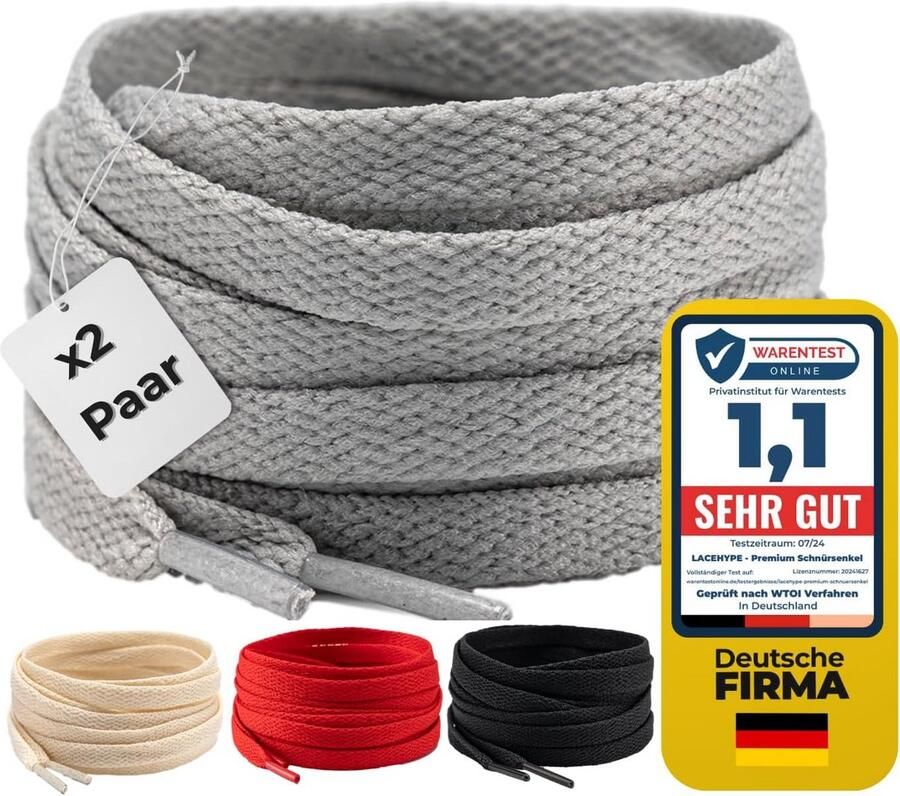2 Paar Platte Schoenveters voor Sneakers en Sportschoenen Scheurbestendig